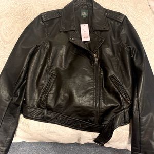 Wild Table faux leather bomber jacket.